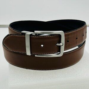 Steve Madden Belt Mens Size 40 Reversible Brown Black Silver Buckle Leather